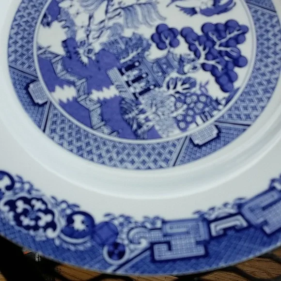 ROYAL CUTHBERTSON - Blue and White Porcelain Dinner Plate - WILLOW - 10 3/4" - Picture 3 of 8